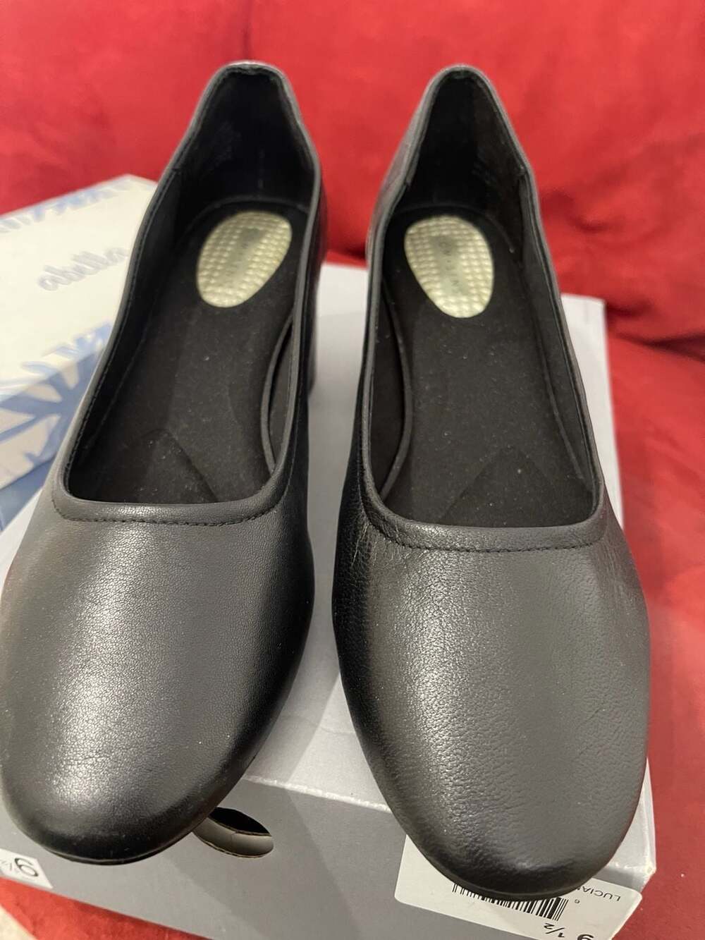 Com t sens Black Leather Comfort Block Heel Pumps Size 9.5
